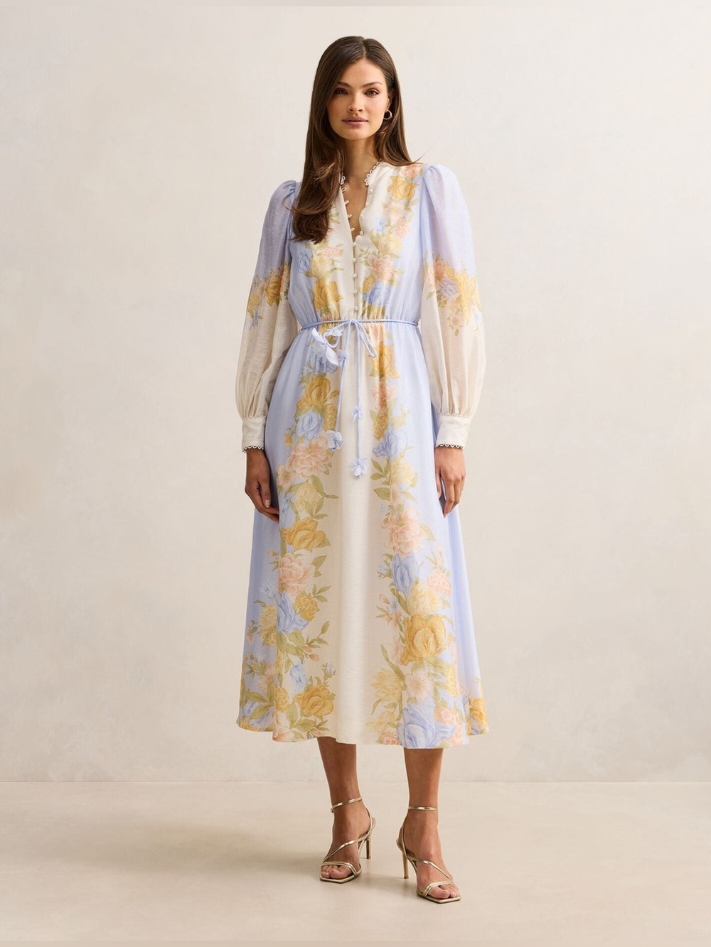 Ever New Christina Placement Print Midi Dress blue mercia floral